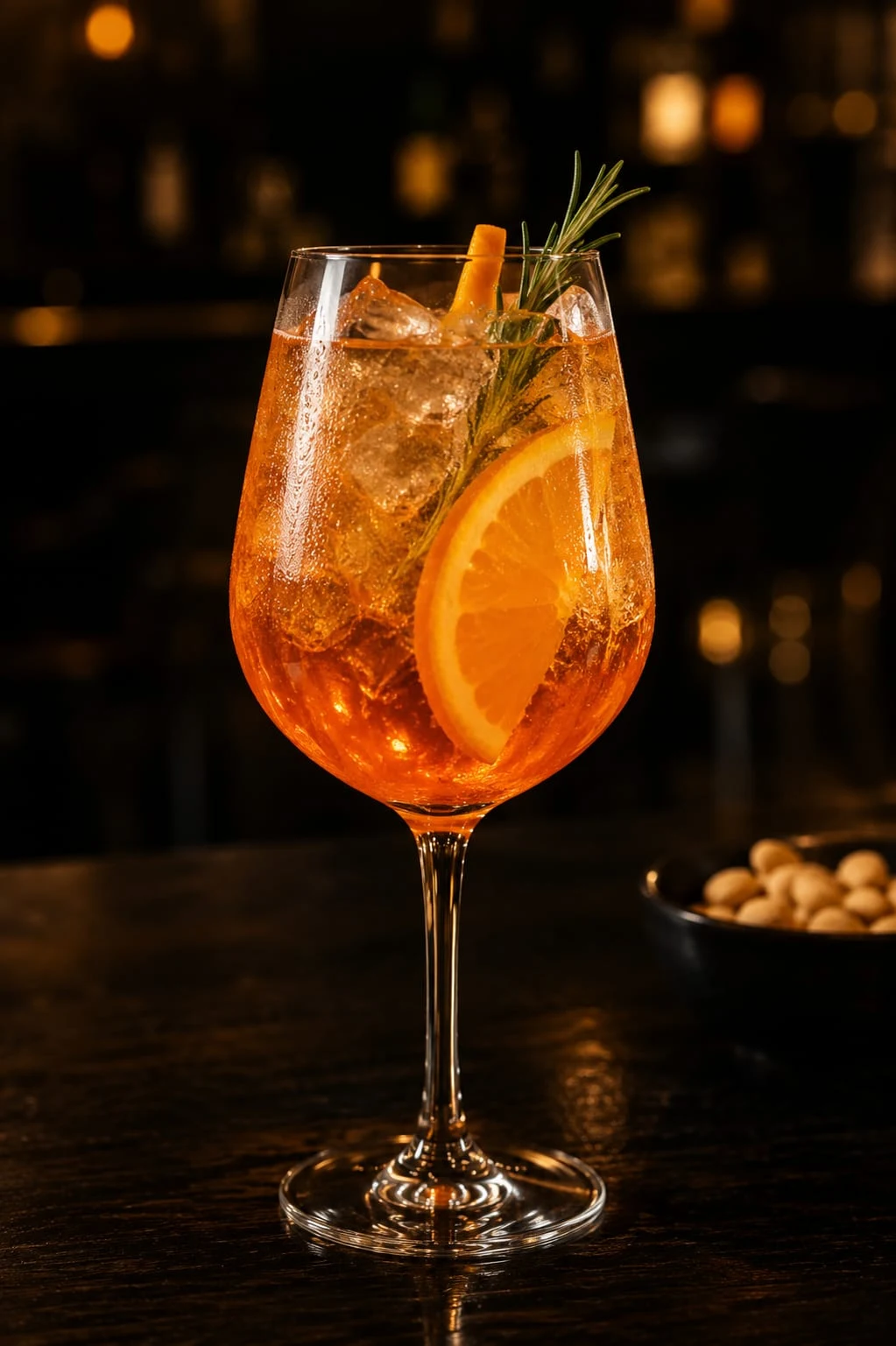 Drink alaranjado com laranja e alecrim